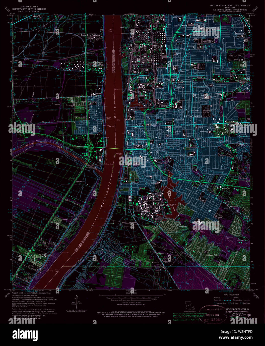 Usgs topo map louisiana la baton rouge west 331330 1963 24000 inverted