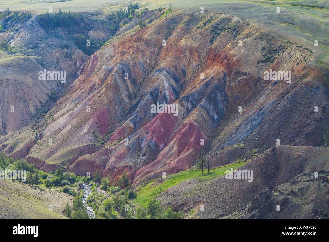 Colorful mountains in Altay. The most beautiful place in the Chuya steppe. Summer travel concept. Stock Photo