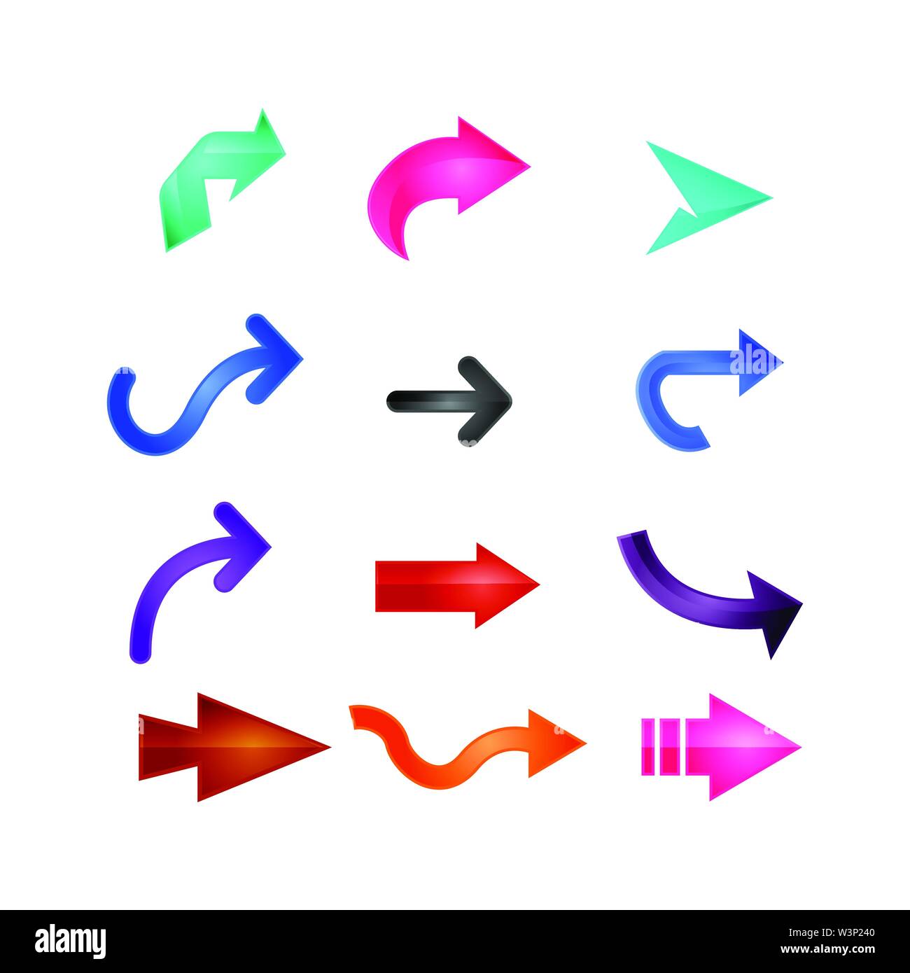 Colored arrow logo symbol set design vector image Stock Vector