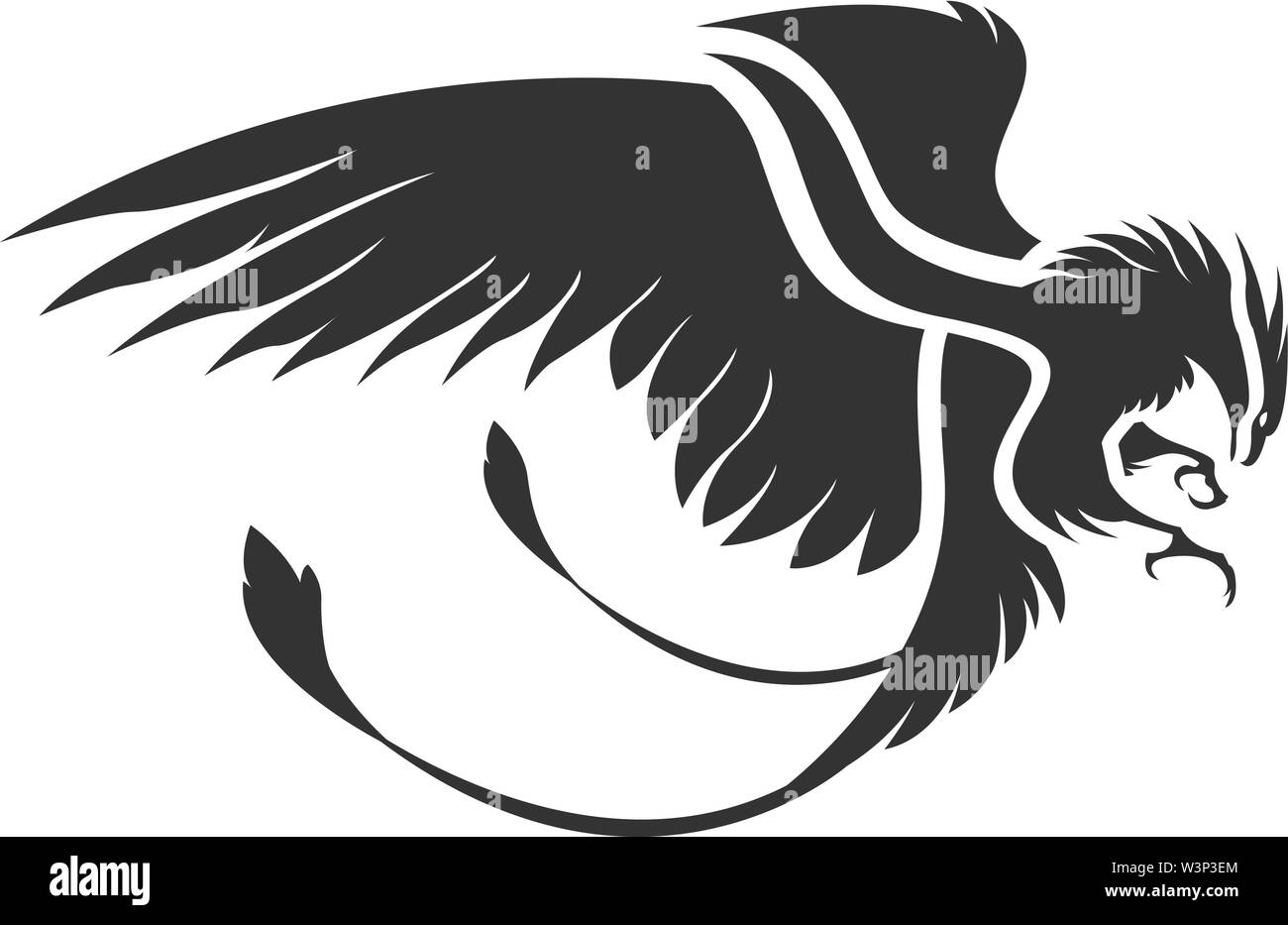 Simple Vector illustration of phoenix silhouette Stock Vector