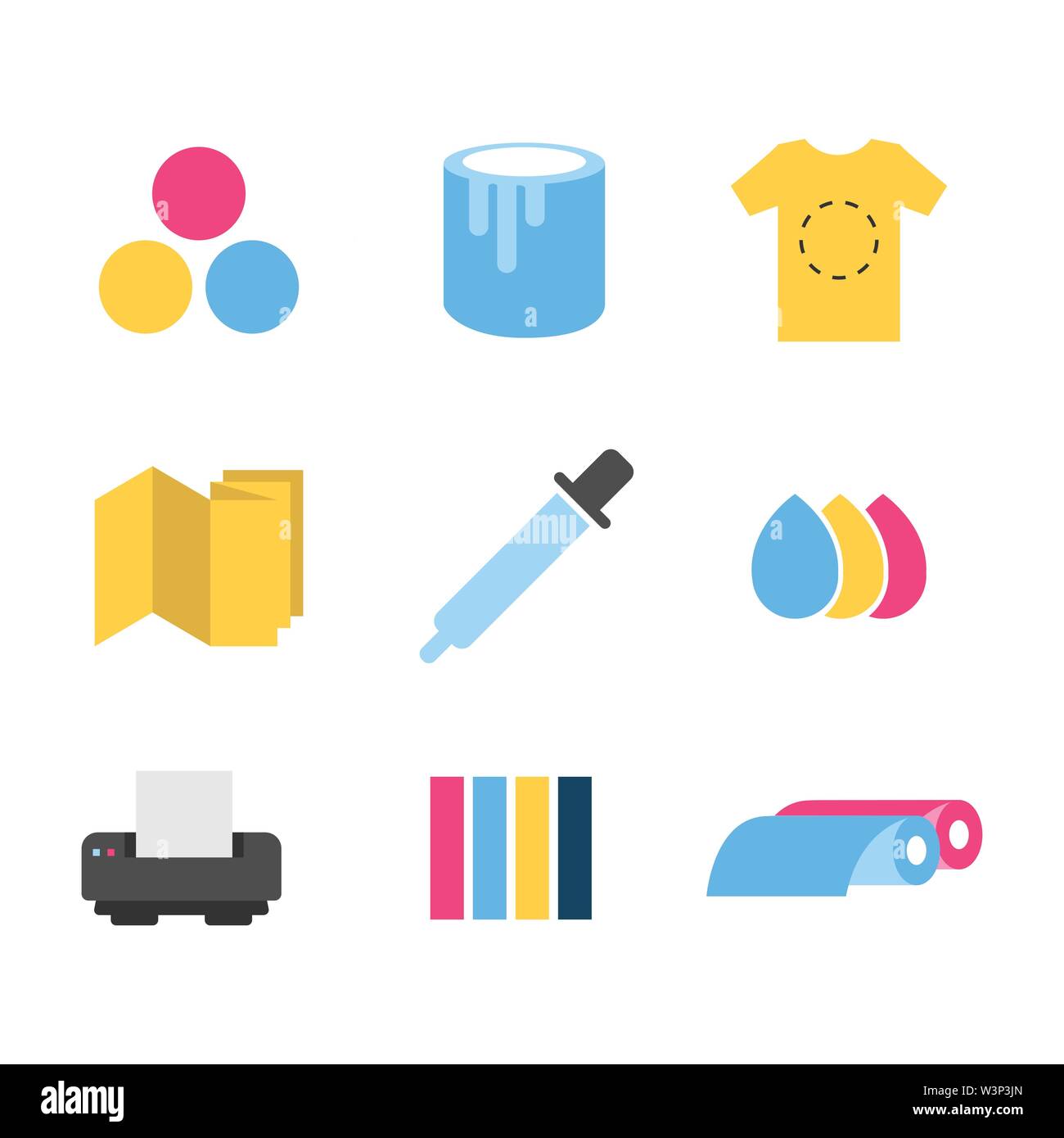 Print icons set colorful flat design vector illustration Stock Vector