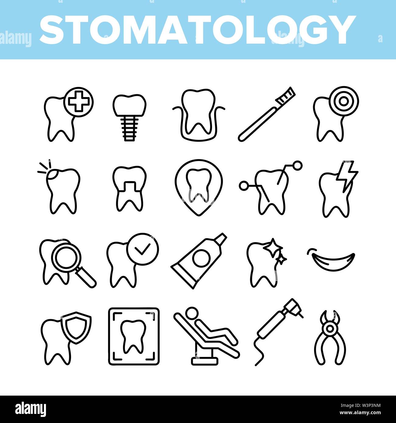 Stomatology And Dentistry Vector Linear Icons Set Stock Vector Image ...