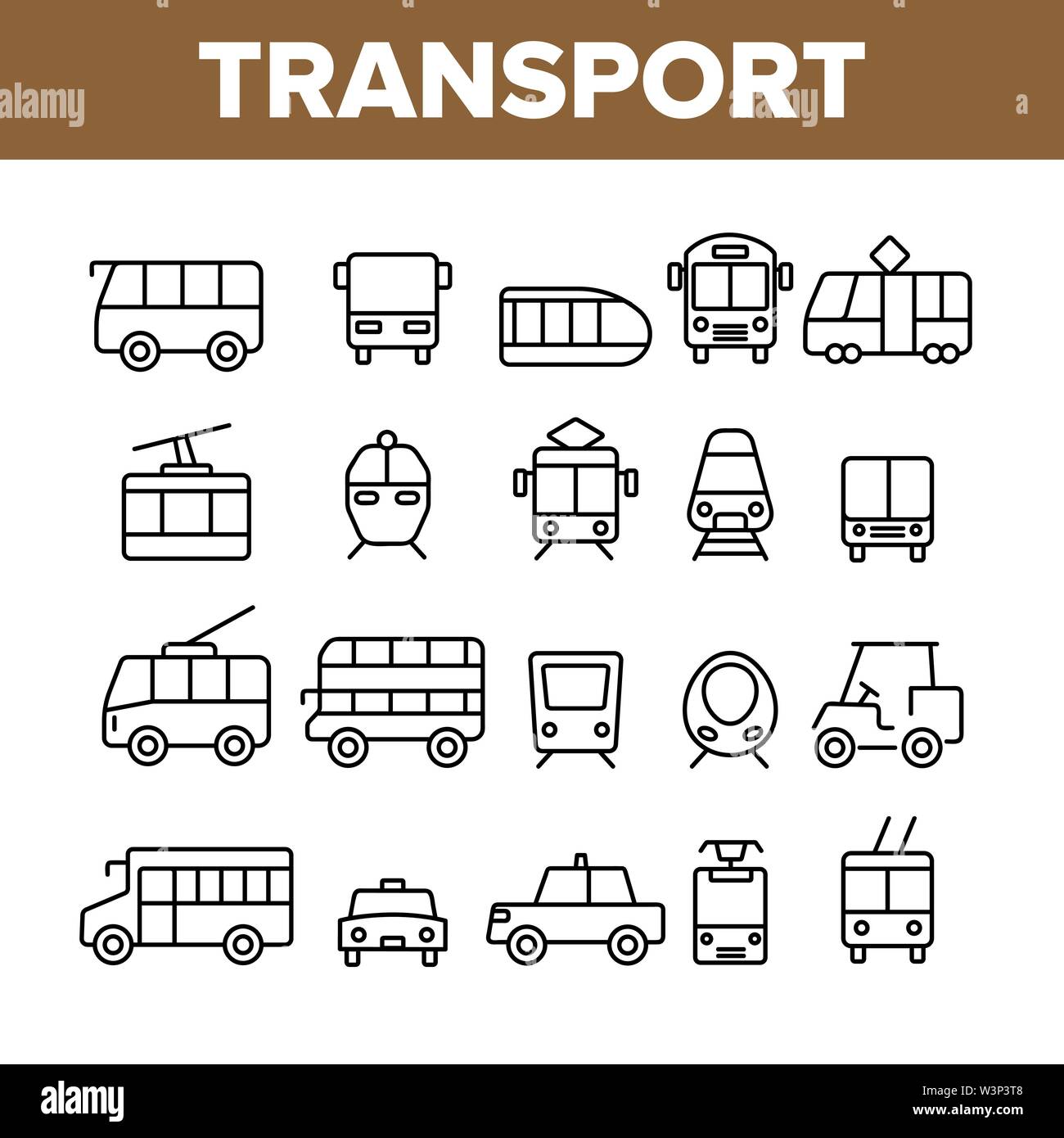 Public Transport And Vehicle Vector Linear Icons Set Stock Vector Image ...