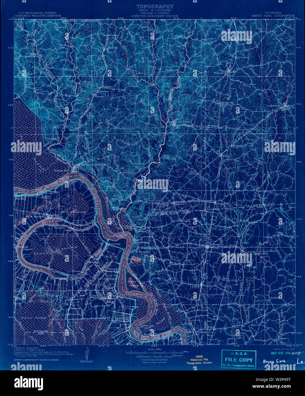 Bend Map And Blueprint Usgs Topo Map Louisiana La Bayou Sara 335202 1906 125000 Inverted Restoration Stock Photo Alamy
