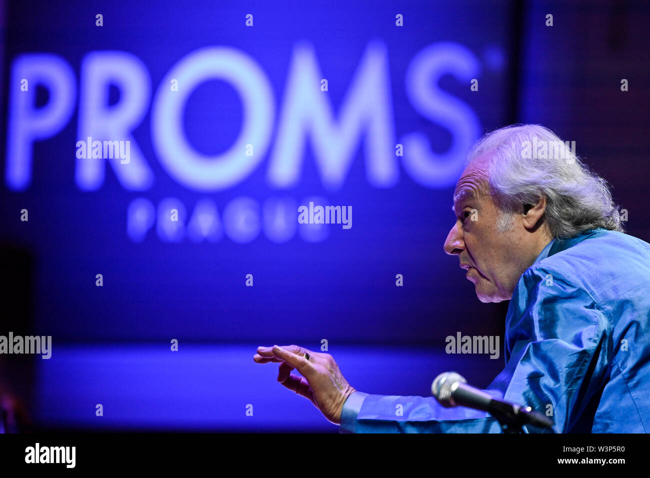 Prague, Czech Republic. 16th July, 2019. American conductor Carl Davis led the Czech National Symphony Orchestra during the Hollywood Night, final event of Prague Proms international music festival, on July 16, 2019, in Prague, Czech Republic. Credit: Michal Kamaryt/CTK Photo/Alamy Live News Stock Photo