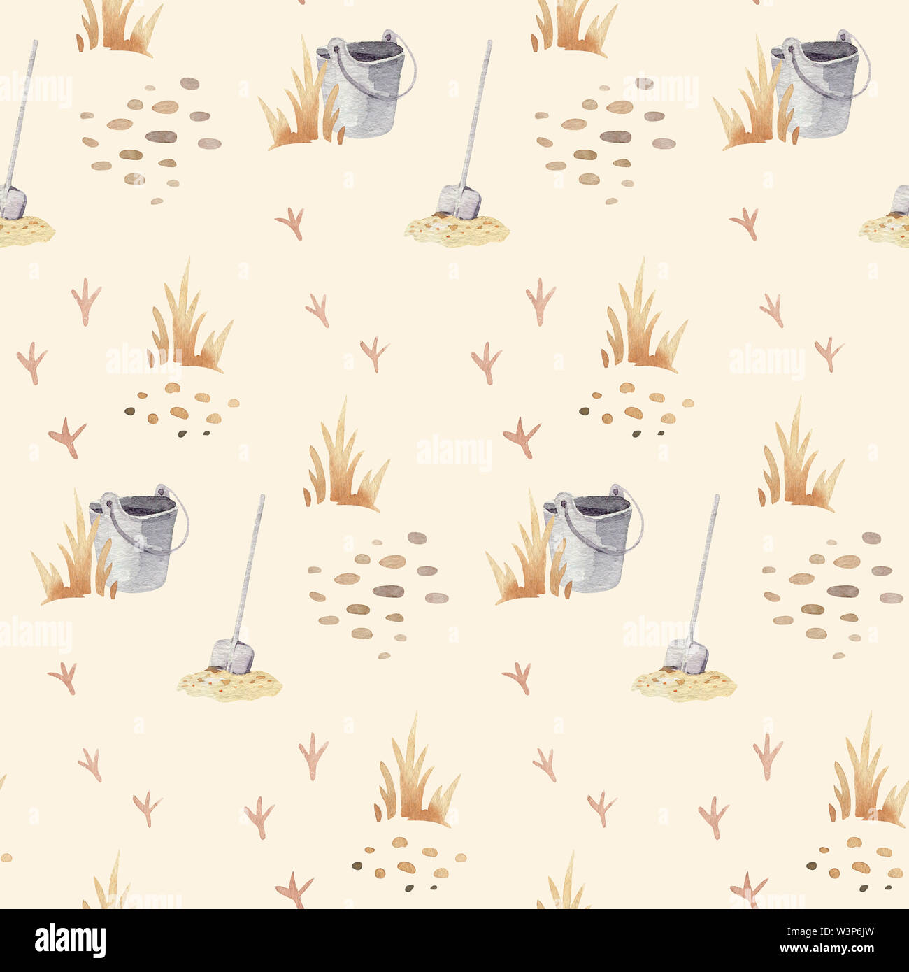 watercolor seamless pattern with cute farm animals with goat, horse ...