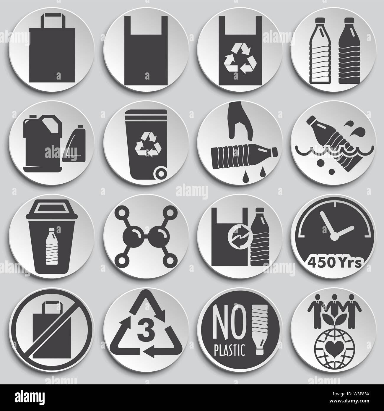 Plastic related icons set on background for graphic and web design ...