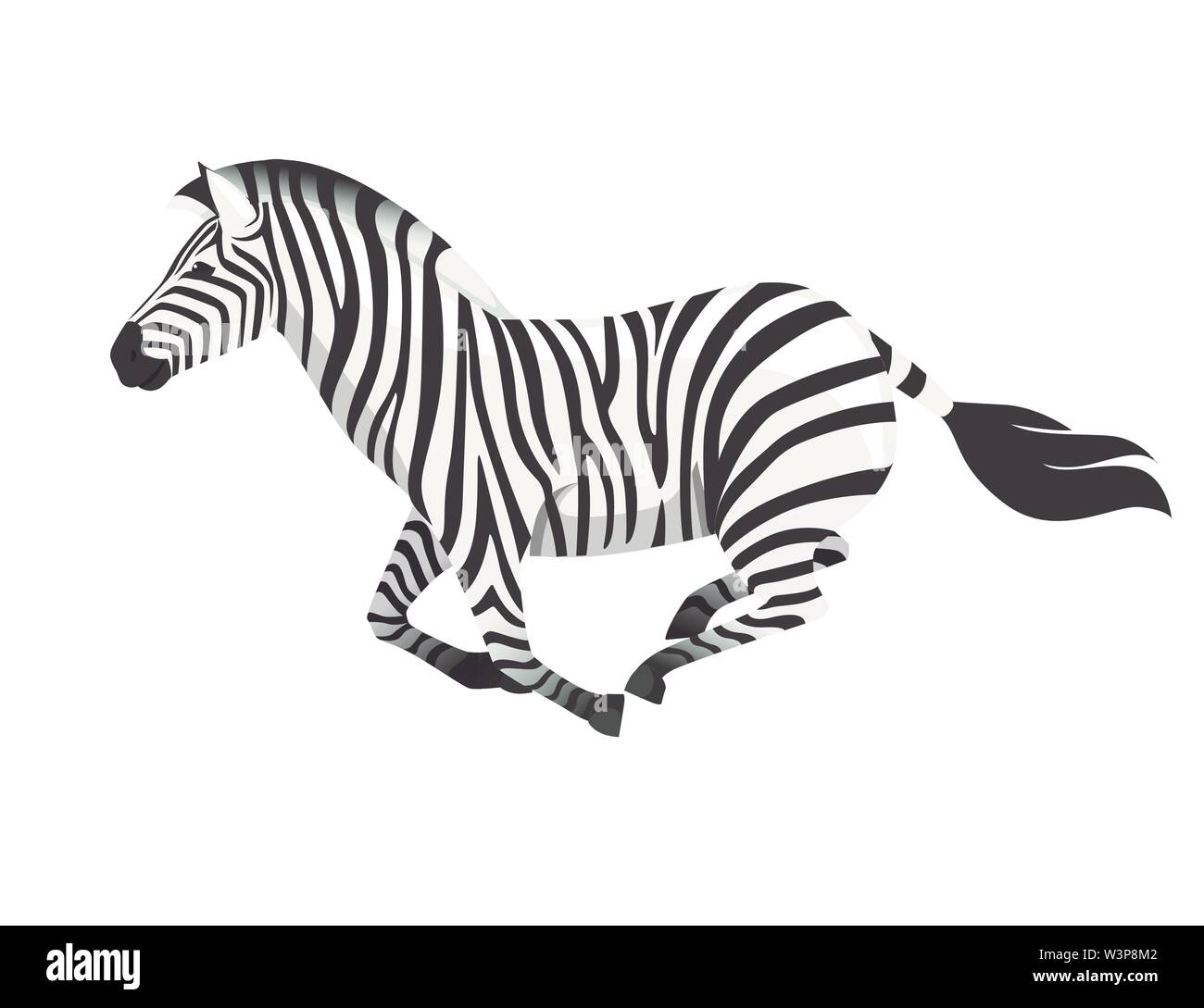 African zebra running side view cartoon animal design flat vector ...