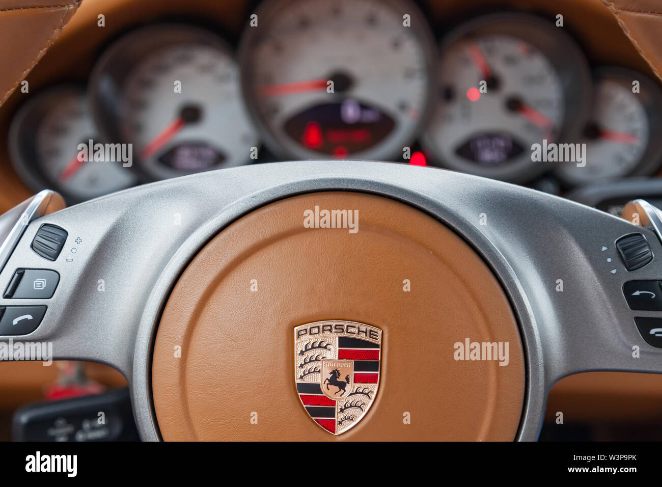 Novosibirsk Russia 07 17 19 Interior View Of New A Very Expensive Porsche Carrera 4s 911 Car With Dashboard Speedometer And Tachometer On Park Stock Photo Alamy