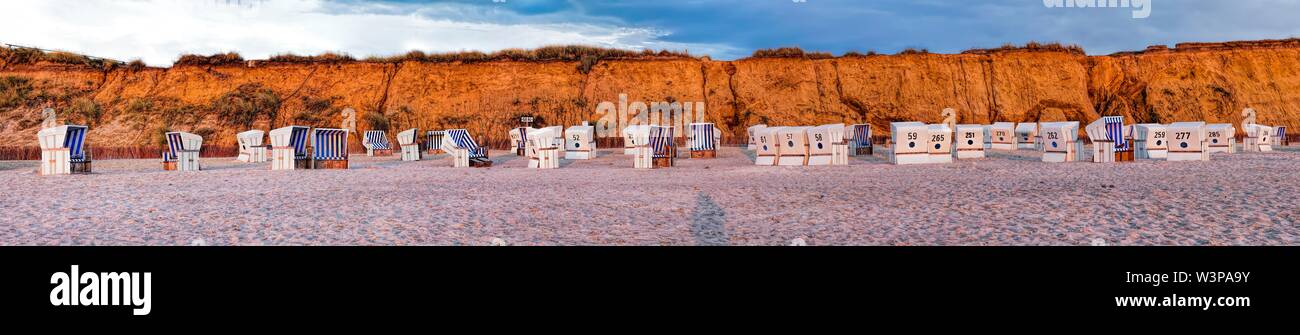 Beach chairs, Rotes Kliff, Kampen, Sylt, Germany Stock Photo