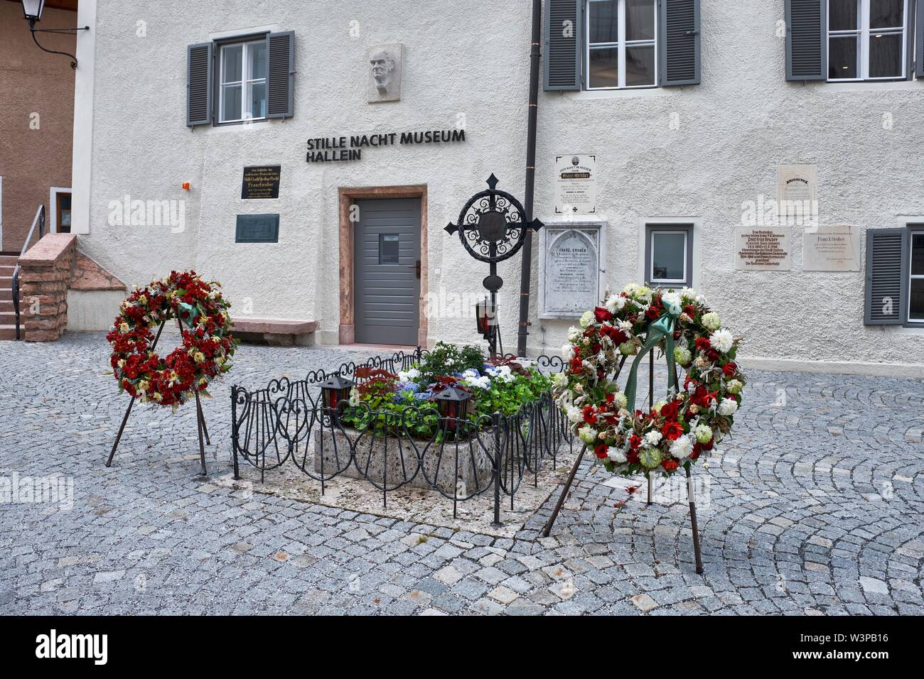 Silent Night Museum with tomb of Franz Xaver Gruber in the old town of Hallein, Austria Stock Photo