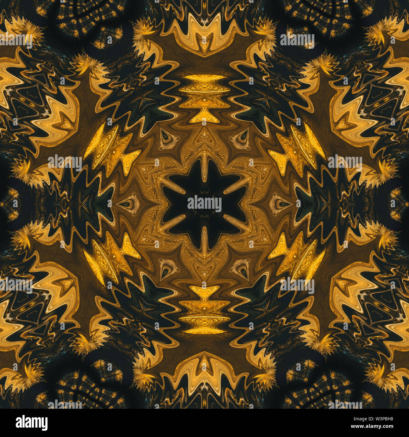 Abstract Liquid Gold Design Pattern Graphic Painting In Golden
