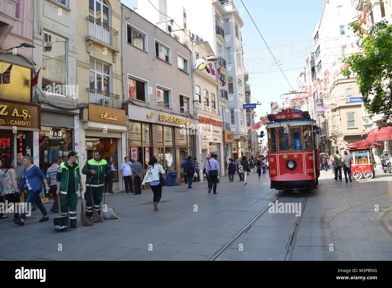 Walking in Istiklal street at Istanbul city Stock Photo