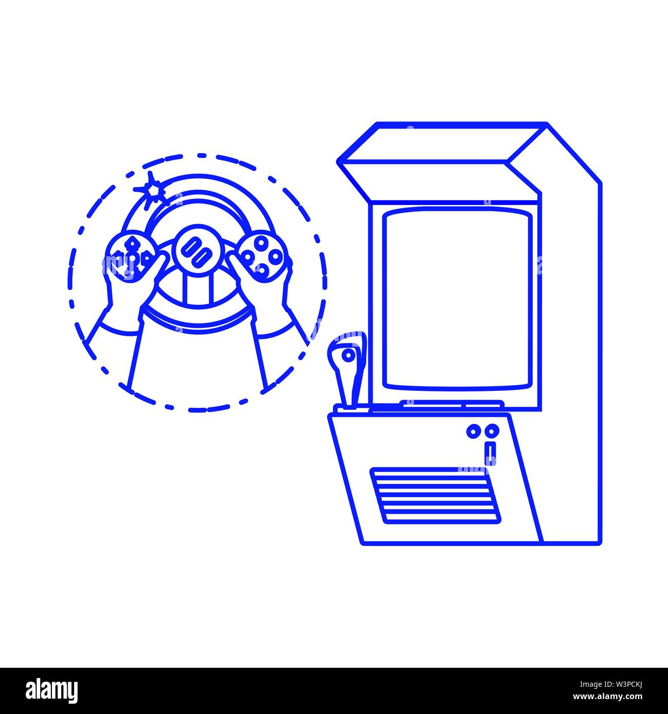 hands using video game car wheel control vector illustration design ...