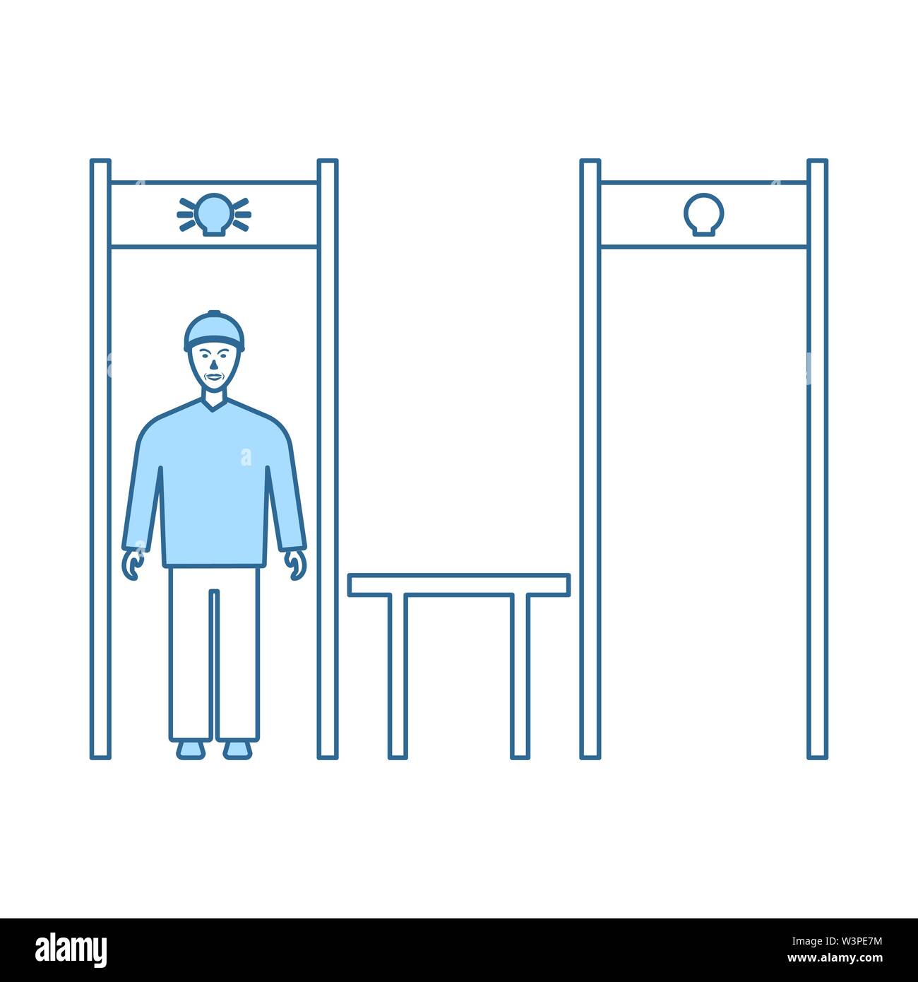 Stadium Metal Detector Frame Icon. Thin Line With Blue Fill Design. Vector Illustration. Stock Vector