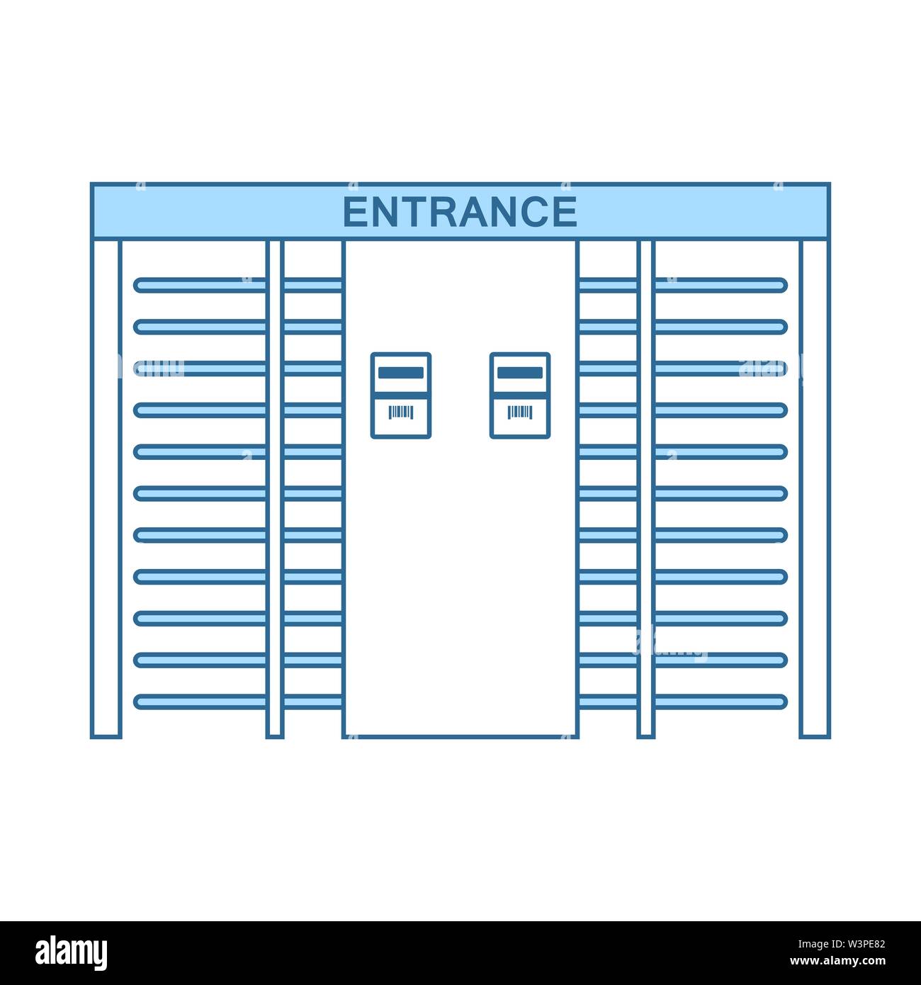 Stadium Entrance Turnstile Icon. Thin Line With Blue Fill Design. Vector Illustration. Stock Vector