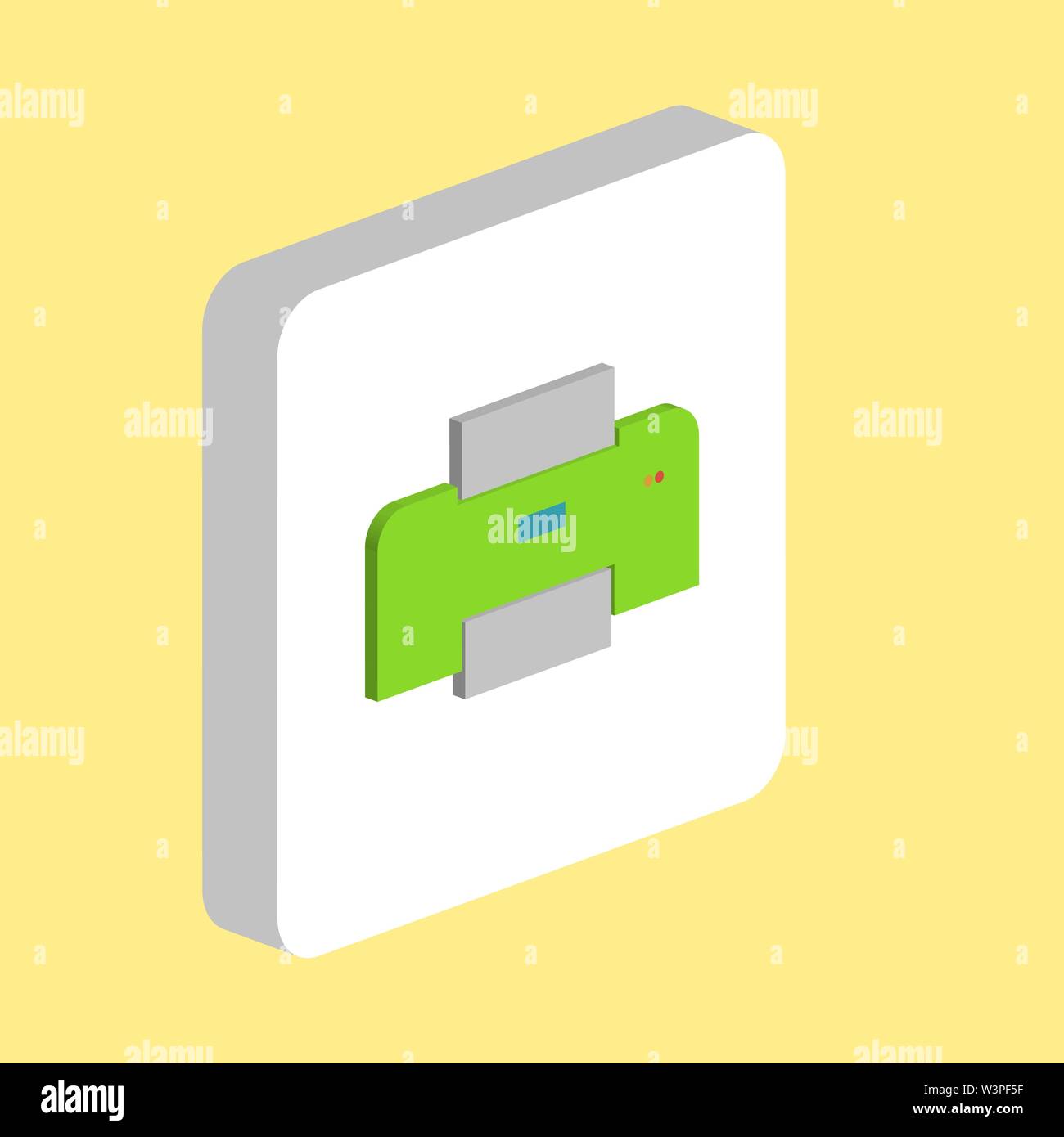 Printer Simple vector icon. Illustration symbol design template for web mobile UI element. Perfect color isometric pictogram on 3d white square. Print Stock Vector