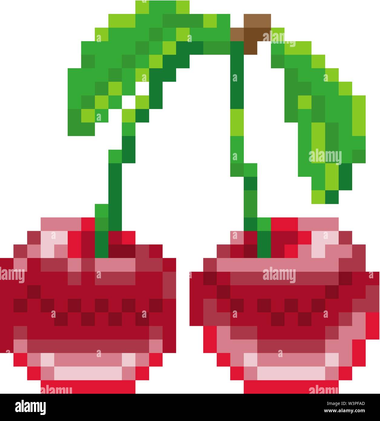 Cherry Pixel Art 8 Bit Video Game Fruit Icon Stock Vector