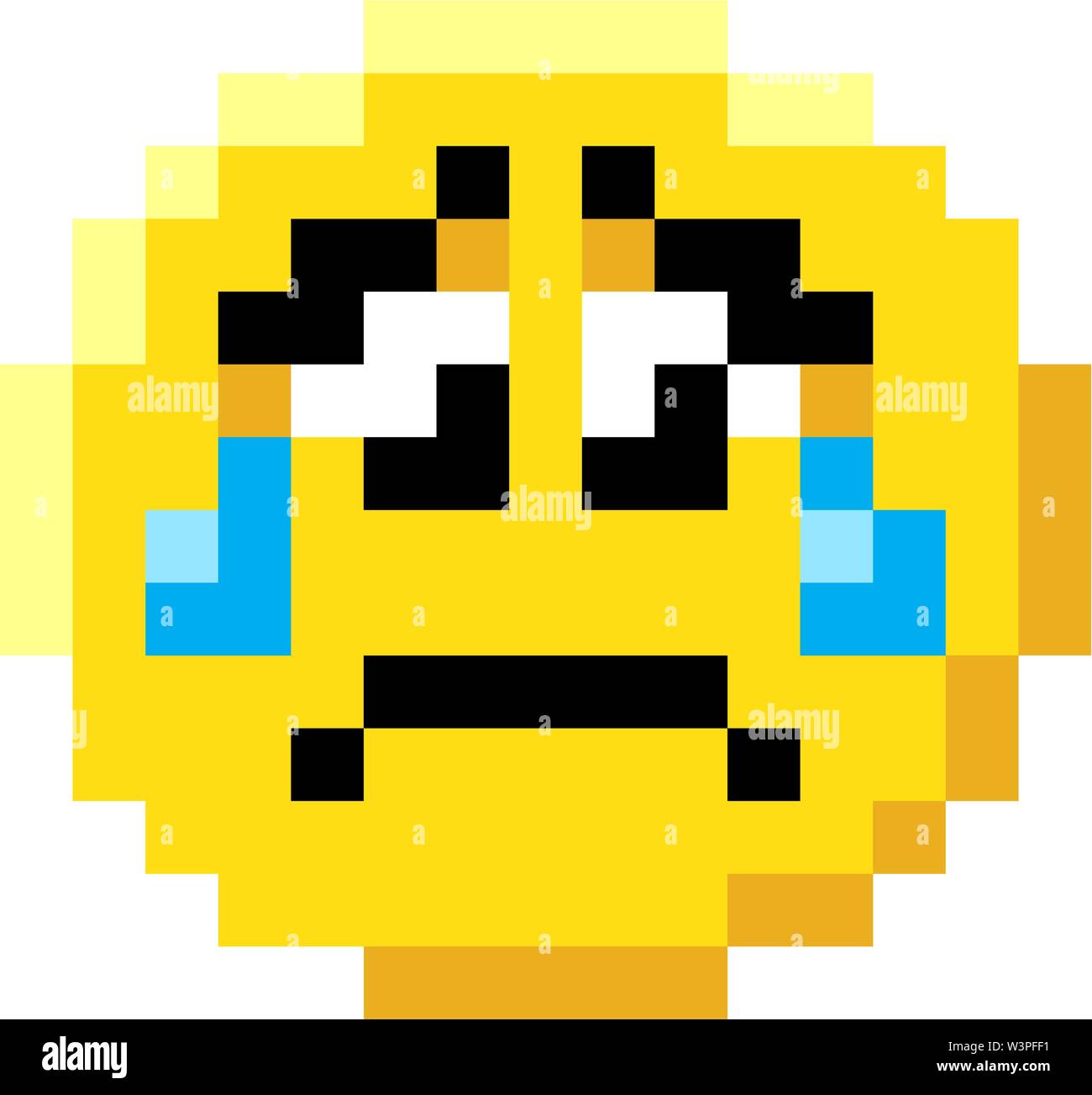 Emoticon Face Pixel Art 8 Bit Video Game Icon Stock Vector