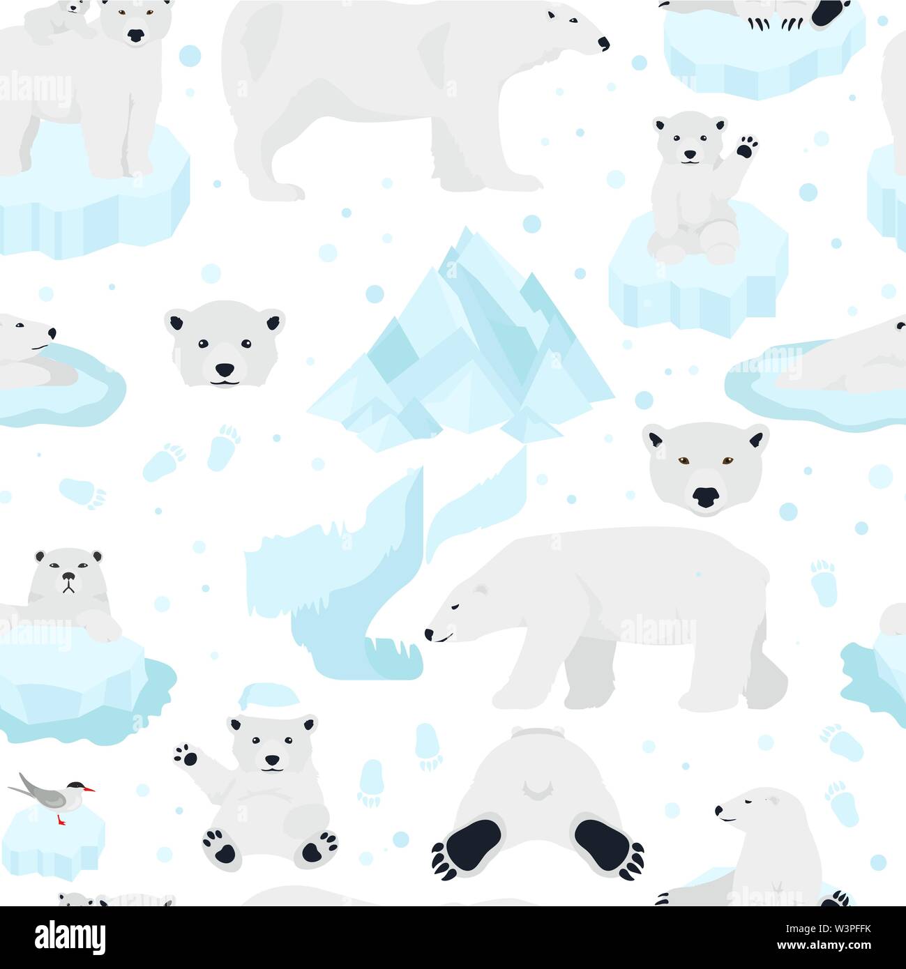 Polar Bears Set Teddy Bear In Arctic Seamless Pattern Vector Illustration Stock Vector Image