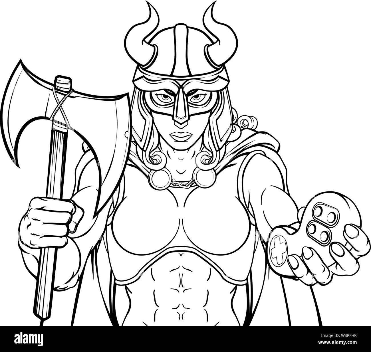 Spartan Trojan Female Warrior Gamer Woman Stock Vector