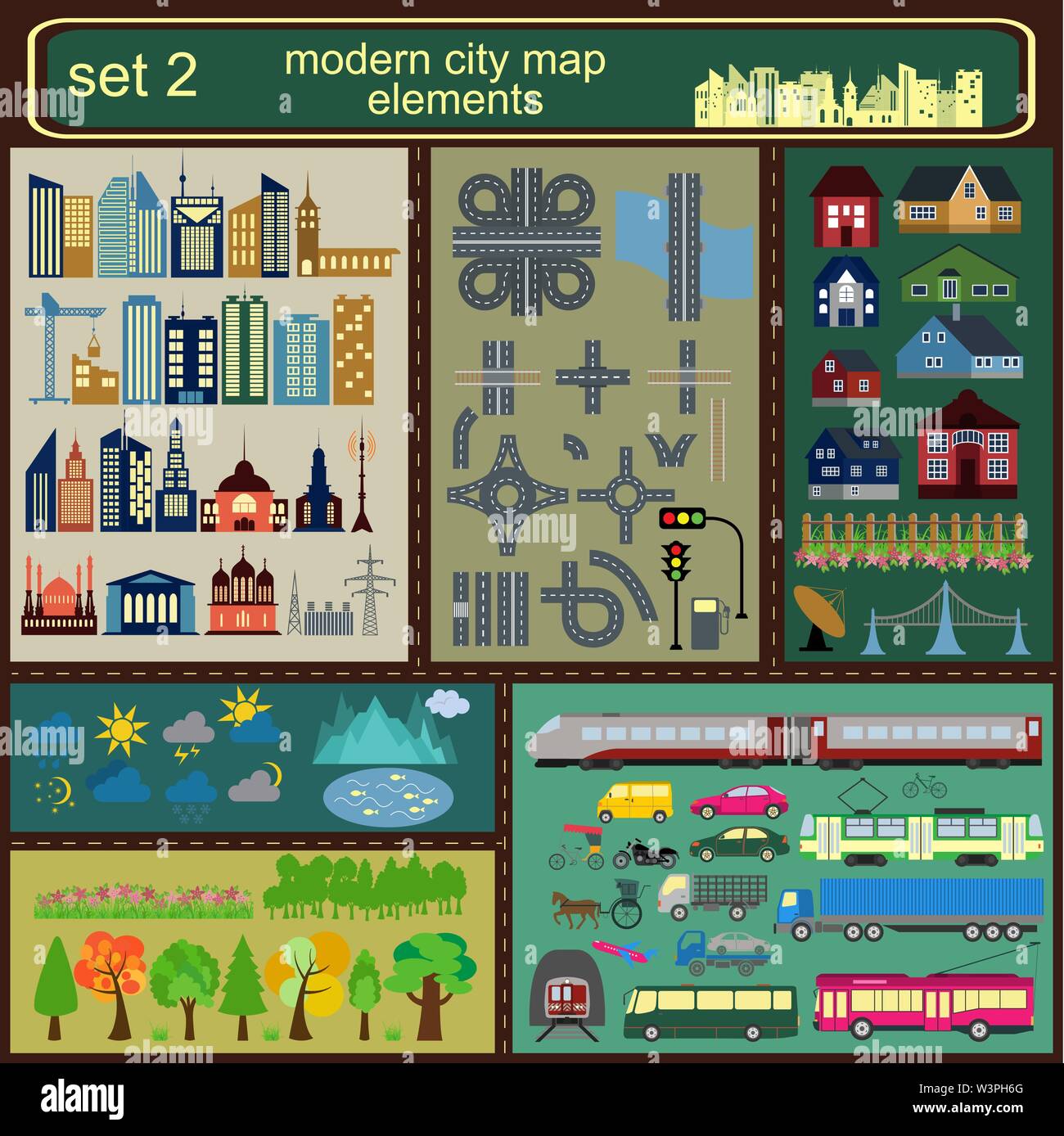 Modern city map elements for generating your own infographics, maps ...