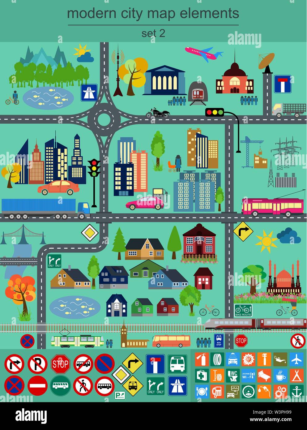 Modern city map elements for generating your own infographics, maps