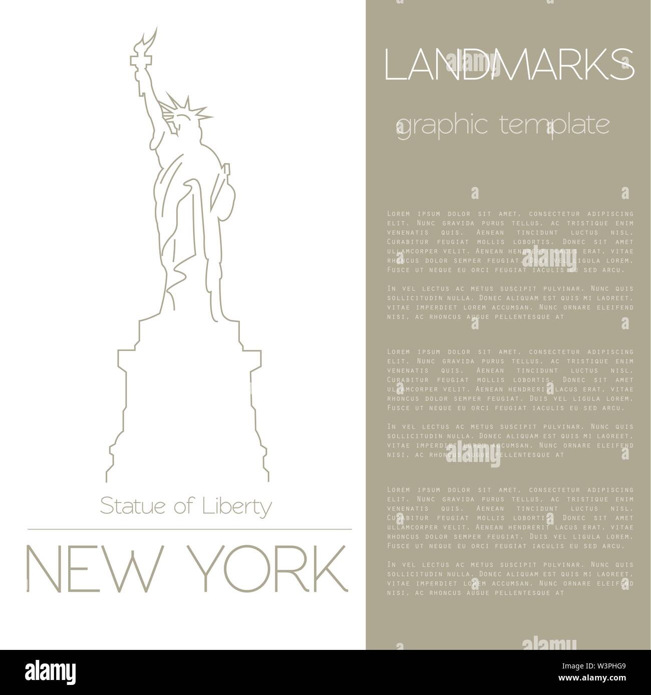 World Landmarks New York Usa Statue Of Liberty Graphic