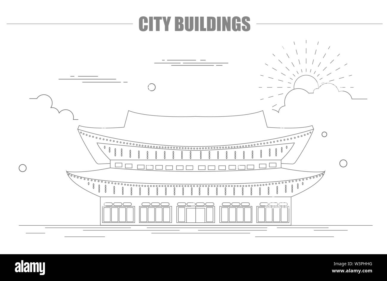 City buildings graphic template. South Korea. Shining Happiness Palace. Vector illustration Stock Vector