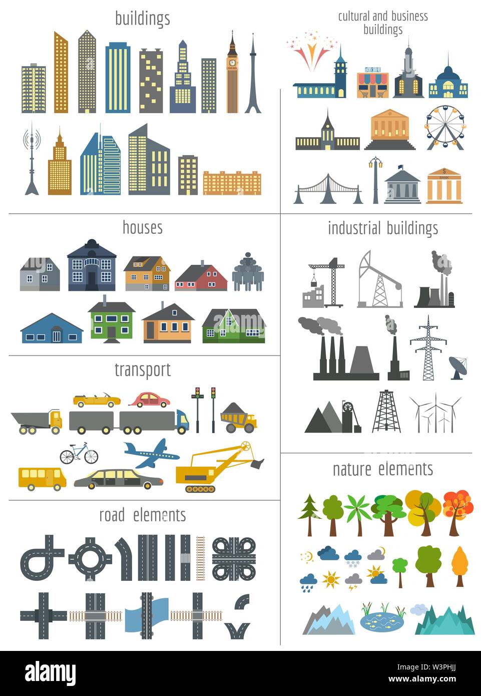 City map generator Elements for - City Map Generator Elements For Creating Your Perfect City Colour Version Vector Illustration W3PHJJ 