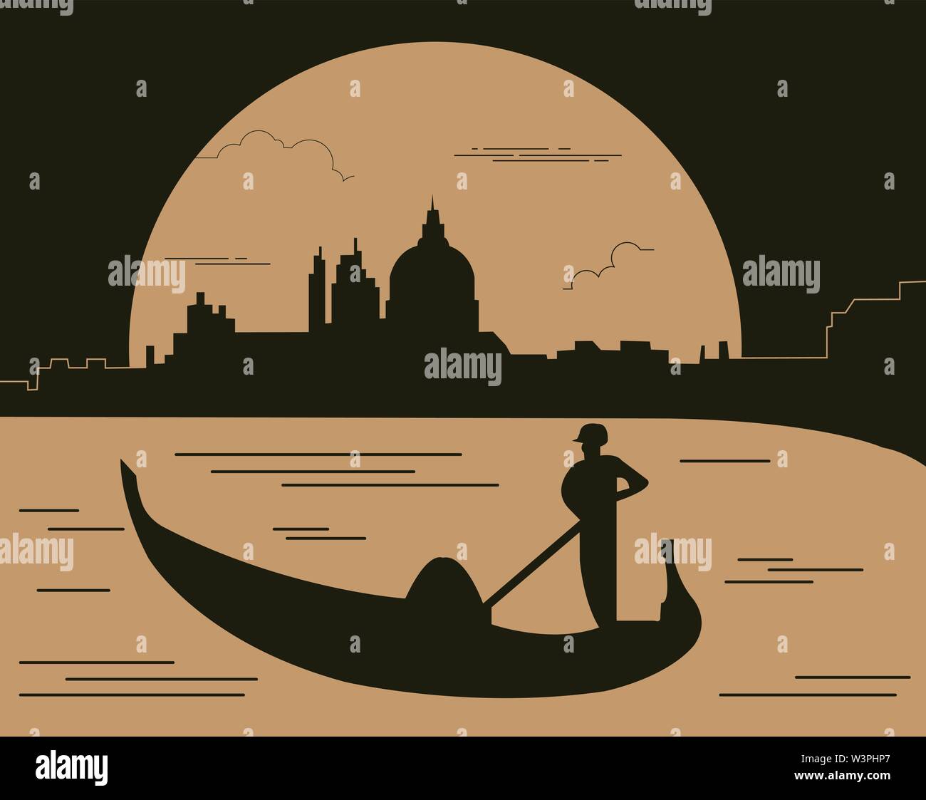 City buildings graphic template. Venice. Vector illustration Stock Vector