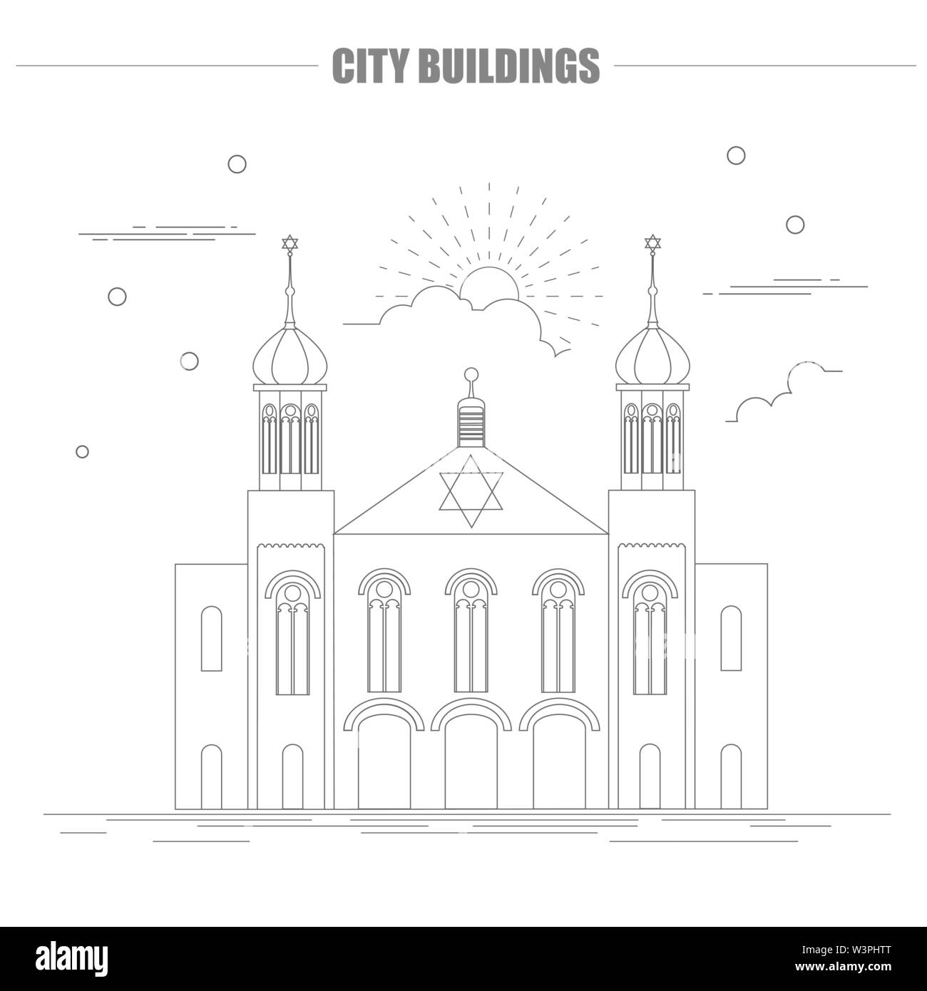 City buildings graphic template. Israel. Sinagogue. Vector illustration Stock Vector