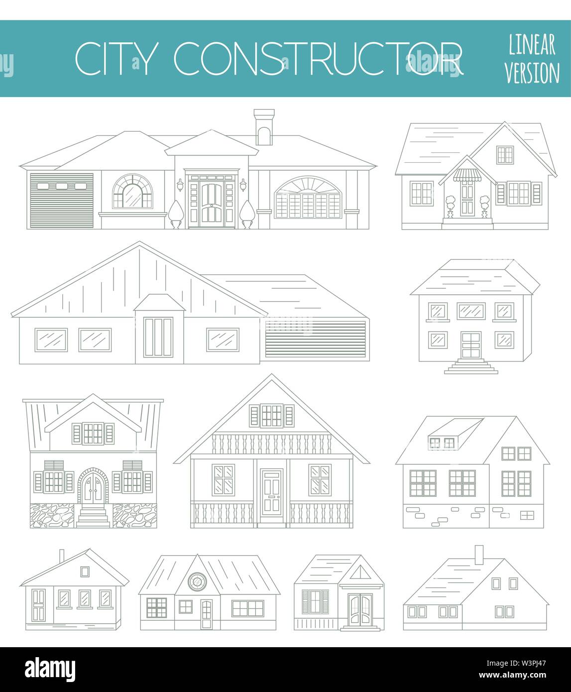 Great city map creator. Outline version. House constructor. House, cafe ...
