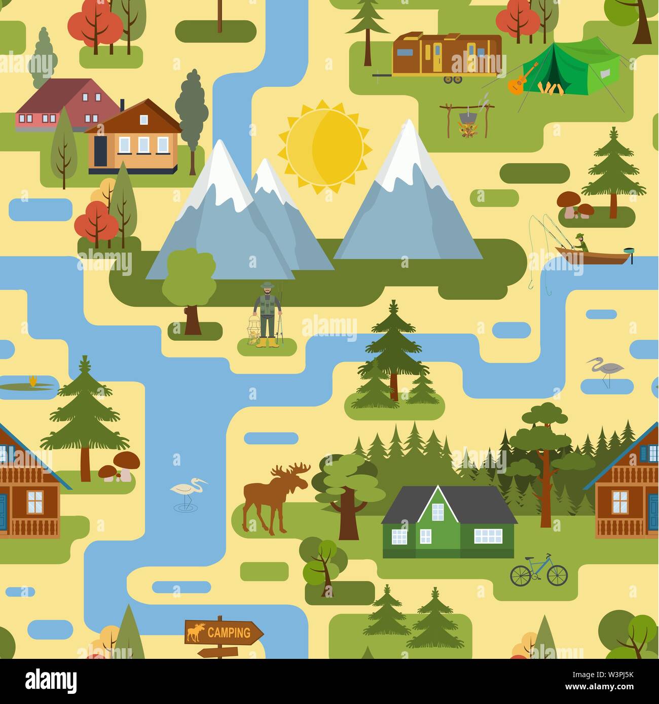 Free Campground Map Maker Great City Map Creator.seamless Pattern Map. Camping, Outdoor, Countryside.  Make Your Perfect City. Vector Illustration Stock Vector Image & Art - Alamy