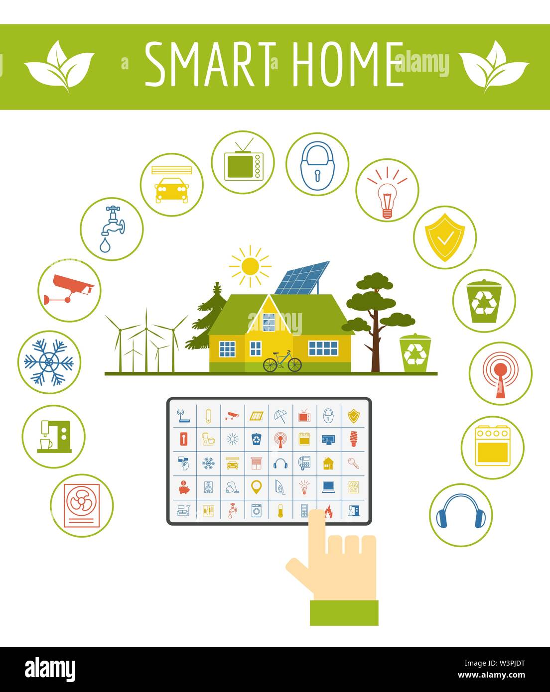 Eco friendly smart house concept. Infographic template. Flat style