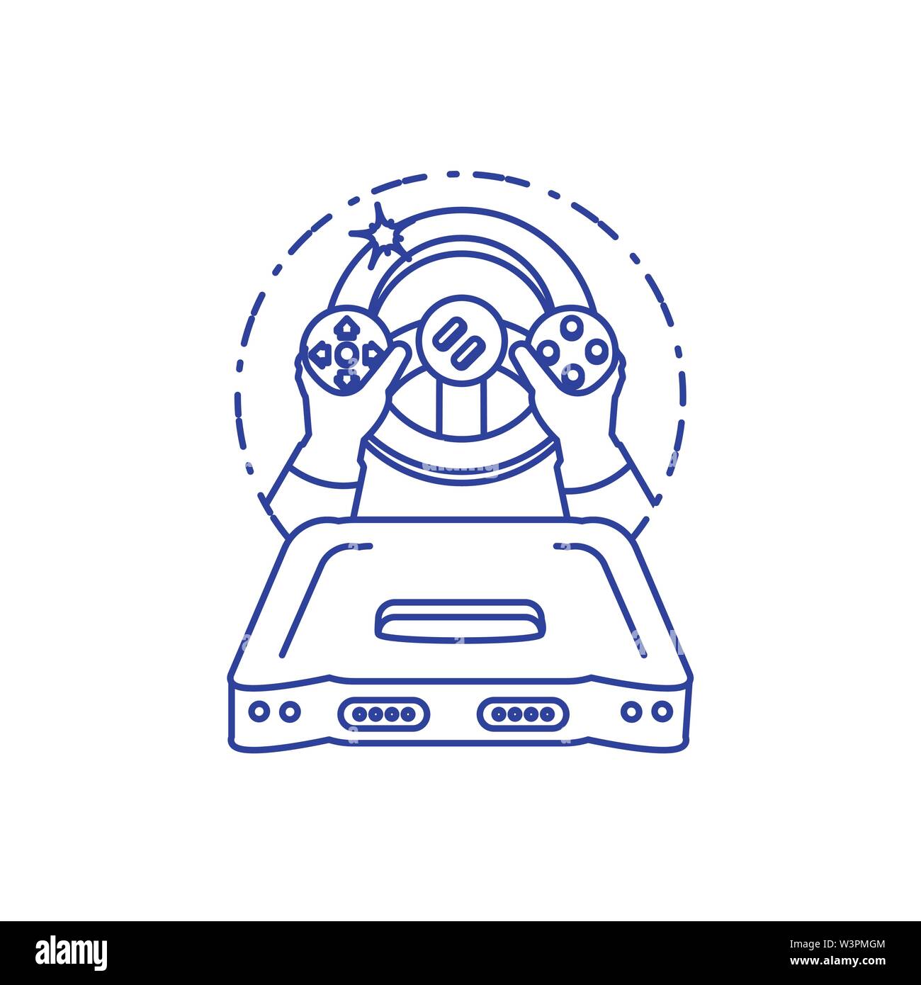 hands using video game car wheel control vector illustration design ...