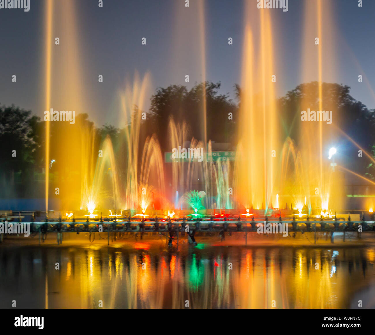 musical fountain at a famous garden Jaipur Rajasthan during night Stock