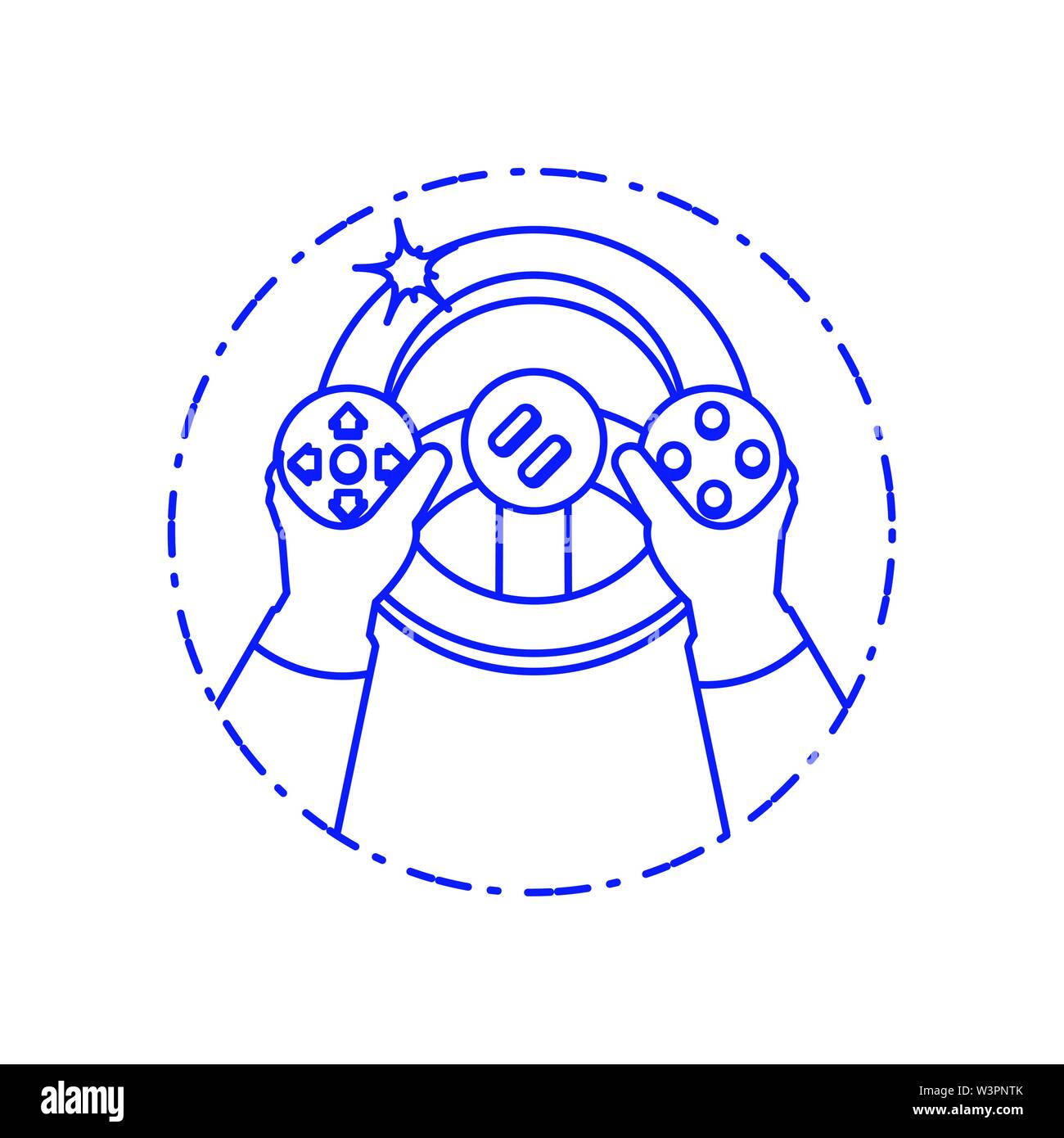 hands using video game car wheel control vector illustration design ...