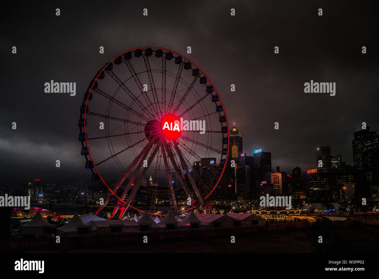 Hong Kong Observation Wheel and skyline Stock Photo