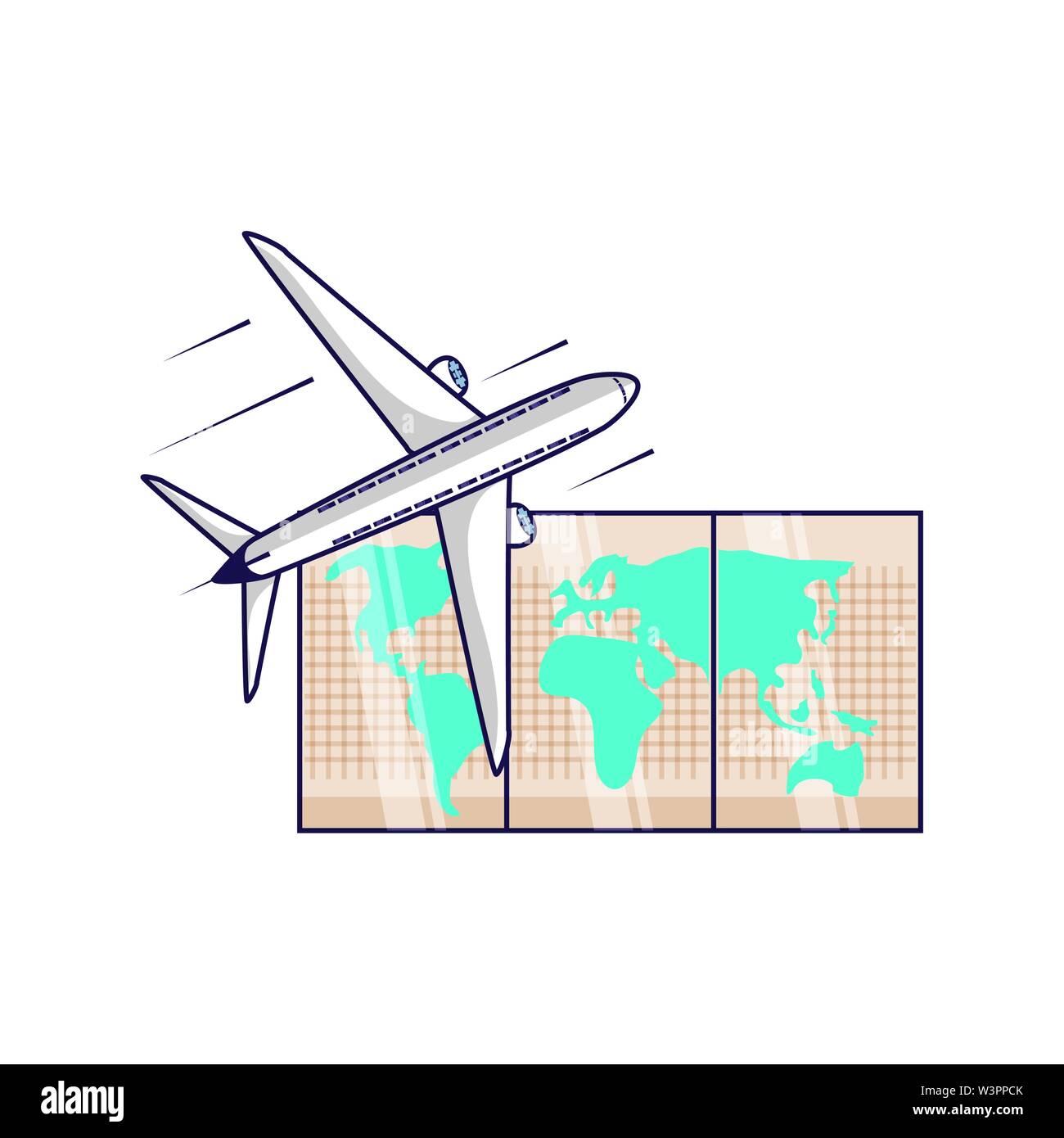paper map travel guide with airplane vector illustration design Stock ...