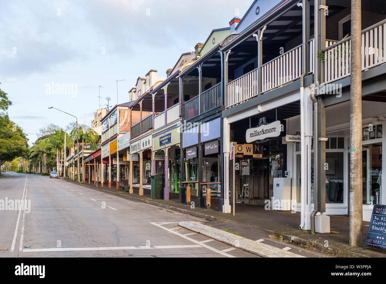 Shops in Byron Street, the main street in Bangalow, a picturesque town