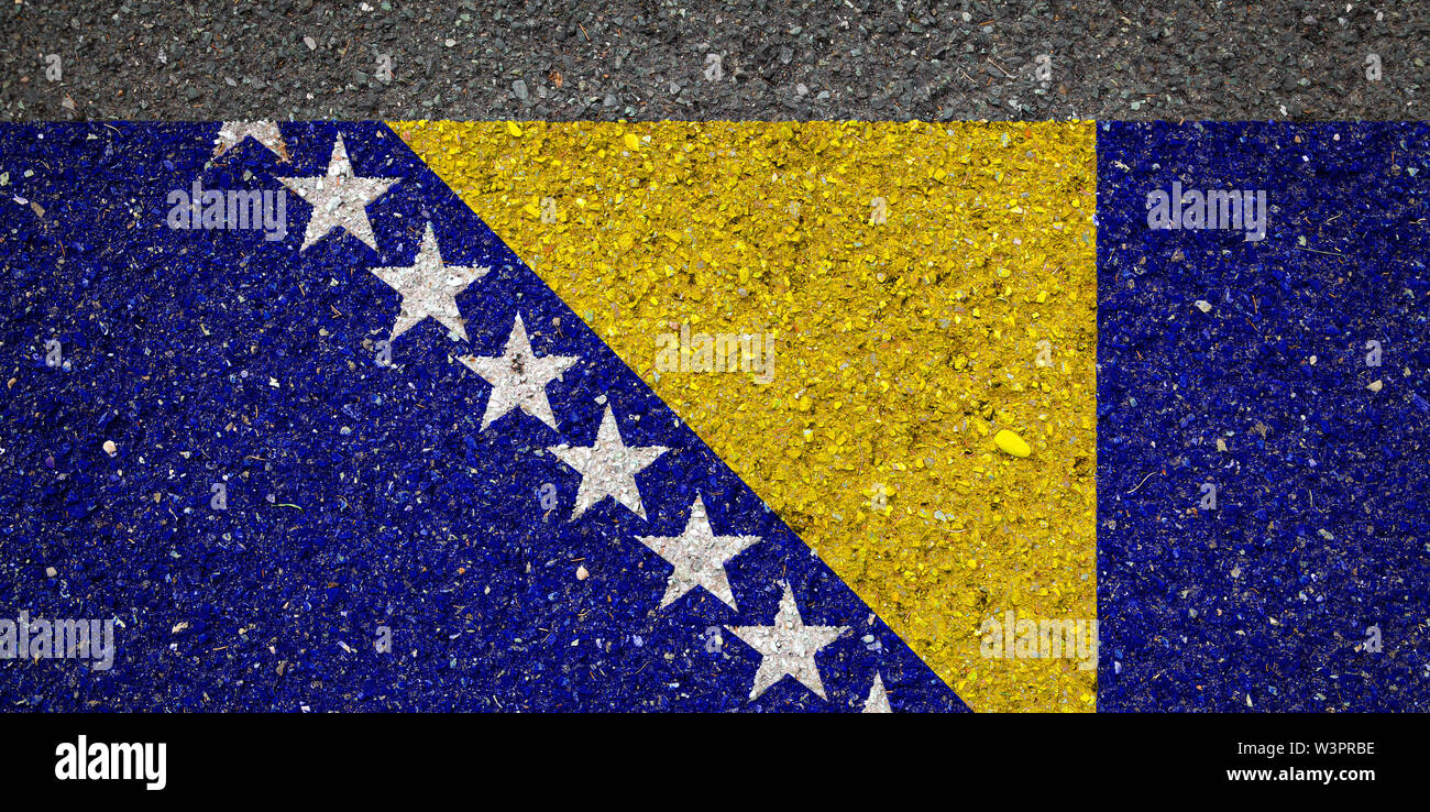 National flag of Bosnia Herzegovina on a stone background.The concept ...