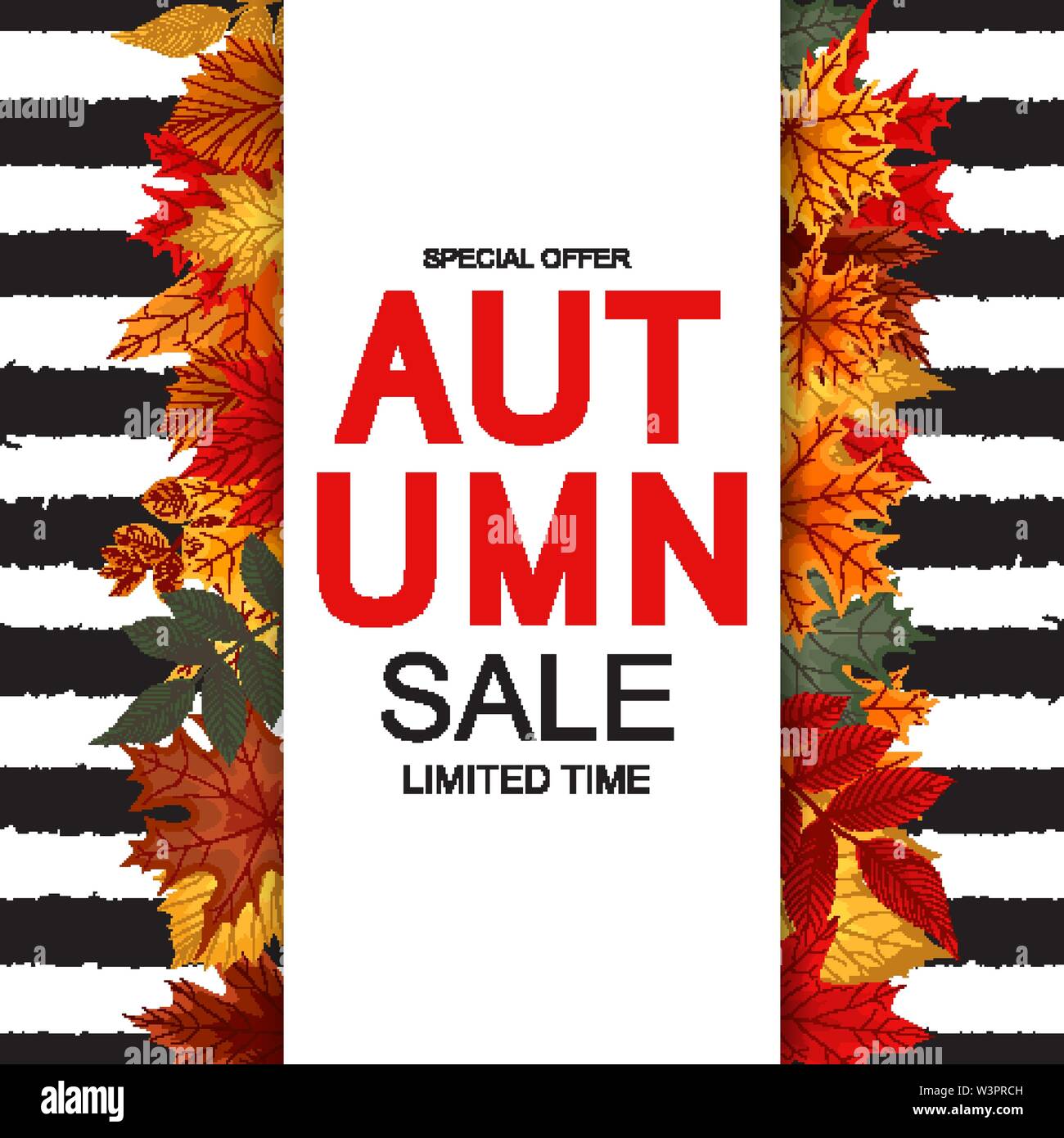Abstract Vector Illustration Autumn Sale Background with Falling Autumn ...