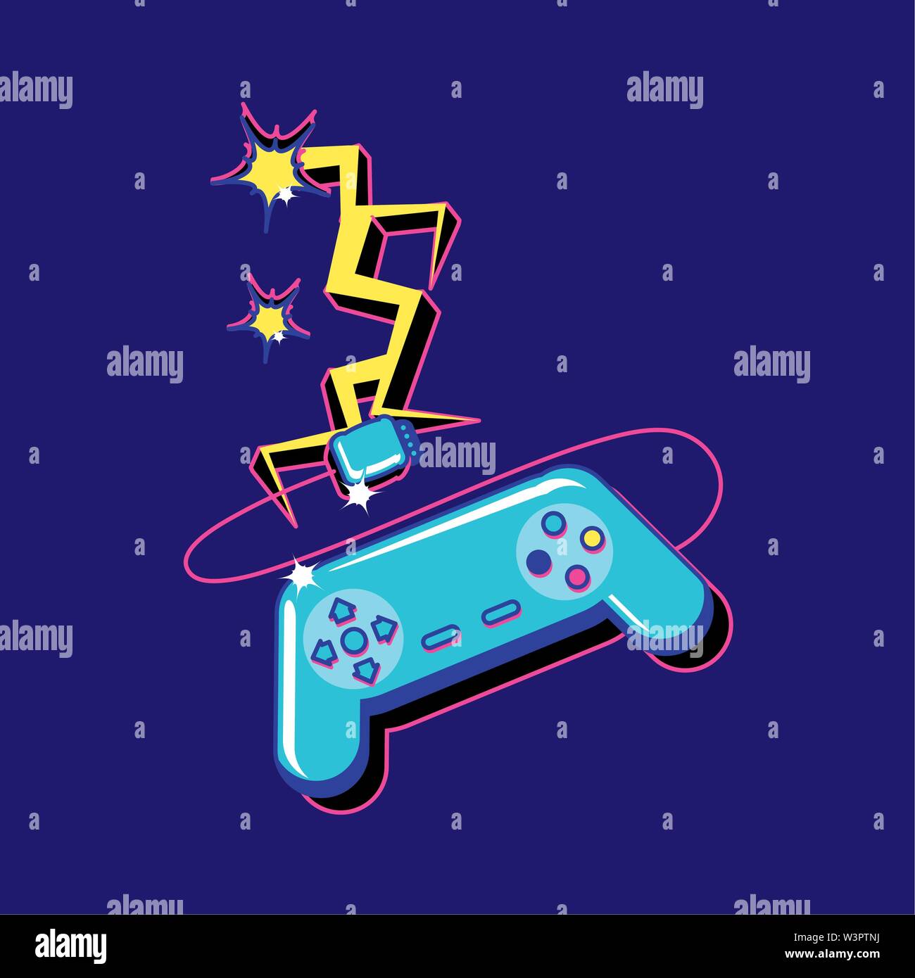 video game control with energy rays vector illustration design Stock ...