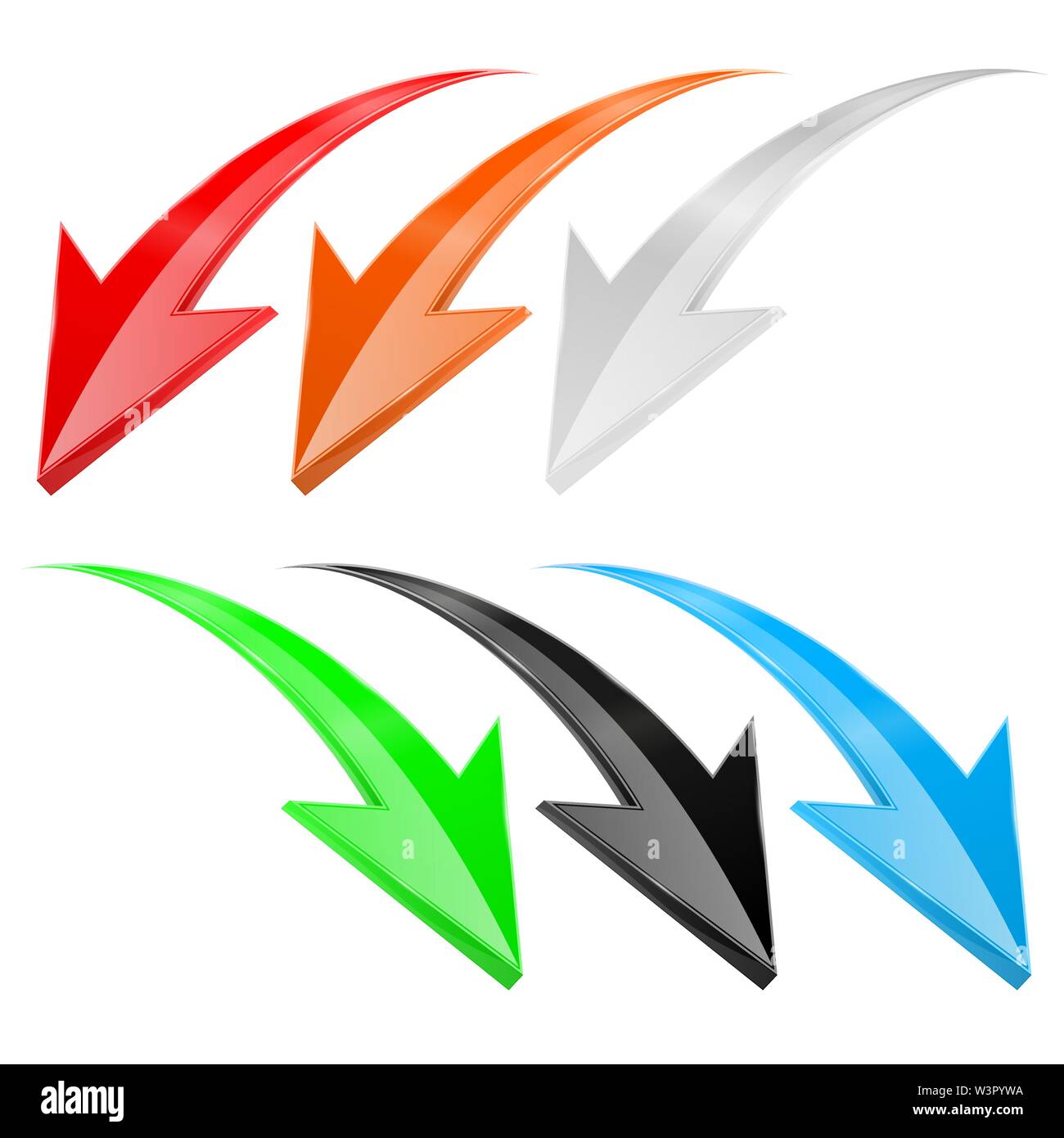 Down arrows. Set of colored 3d shiny web icons Stock Vector Image & Art ...