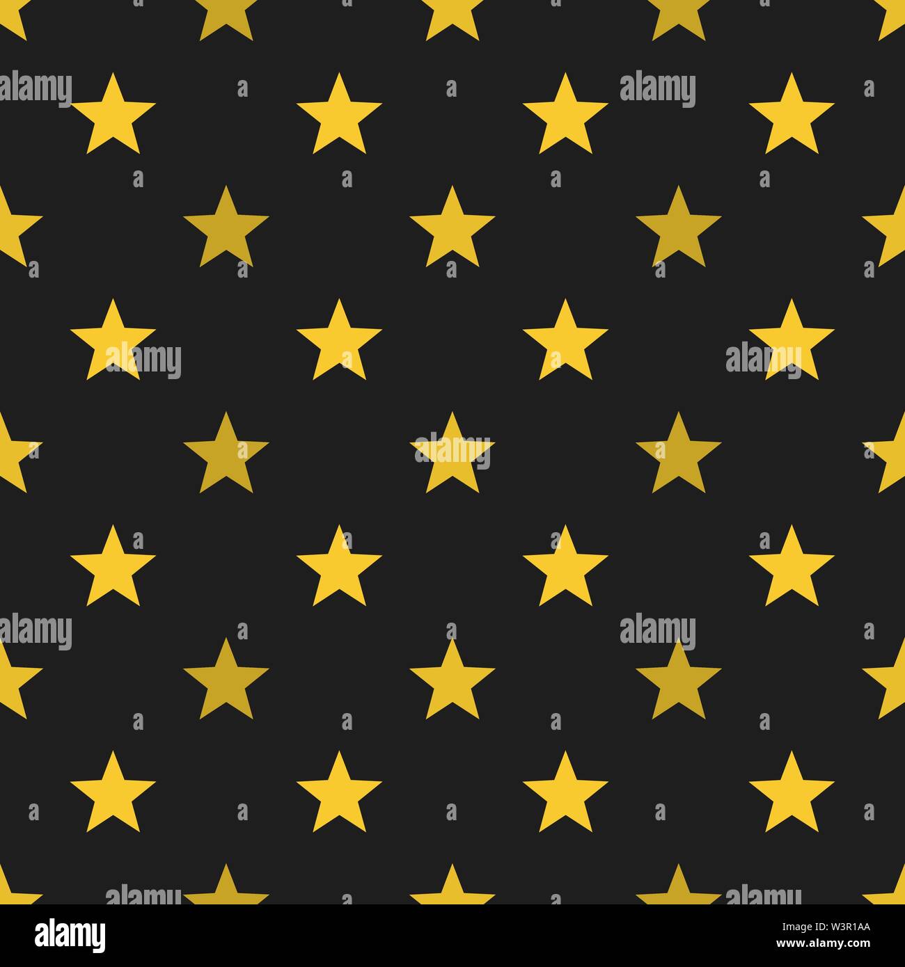 Gold stars on black background seamless pattern. Vector illustration ...