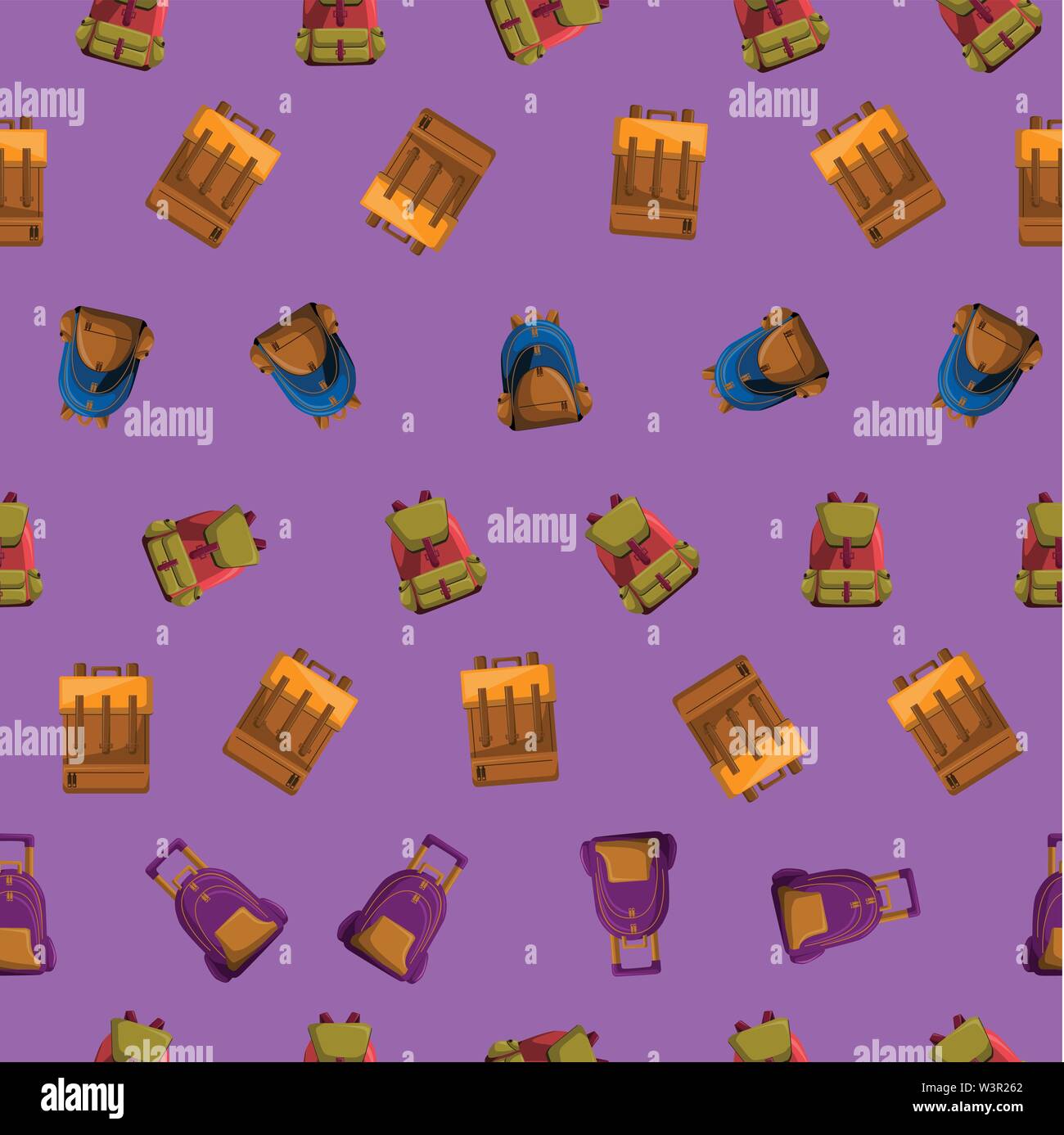 Seamless Pattern with Colorful School Bag Vector Stock Vector