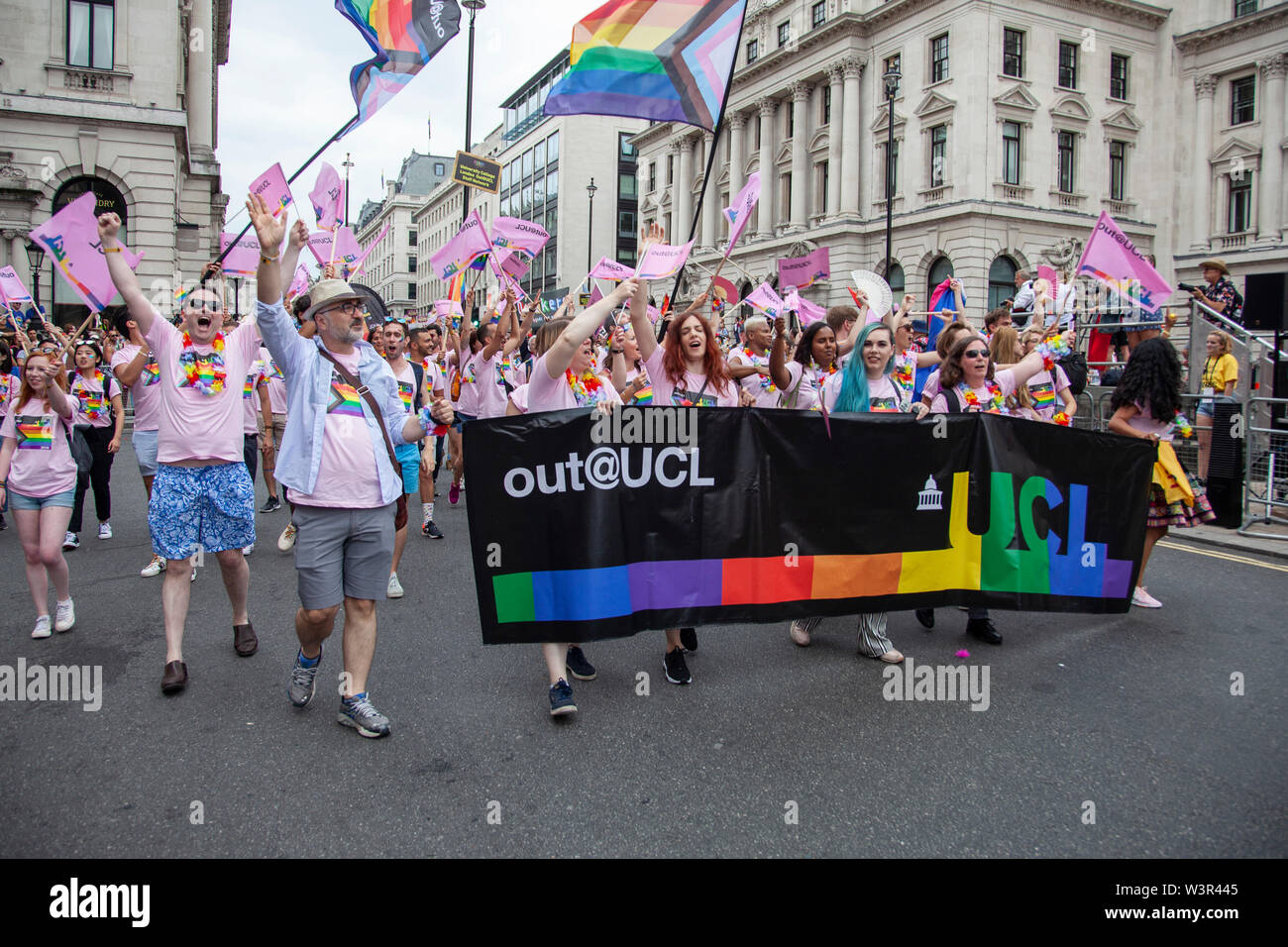 LONDON, UK - July 6th 2019: Staff from University College London take part in the annual gay pride march in central London Stock Photo