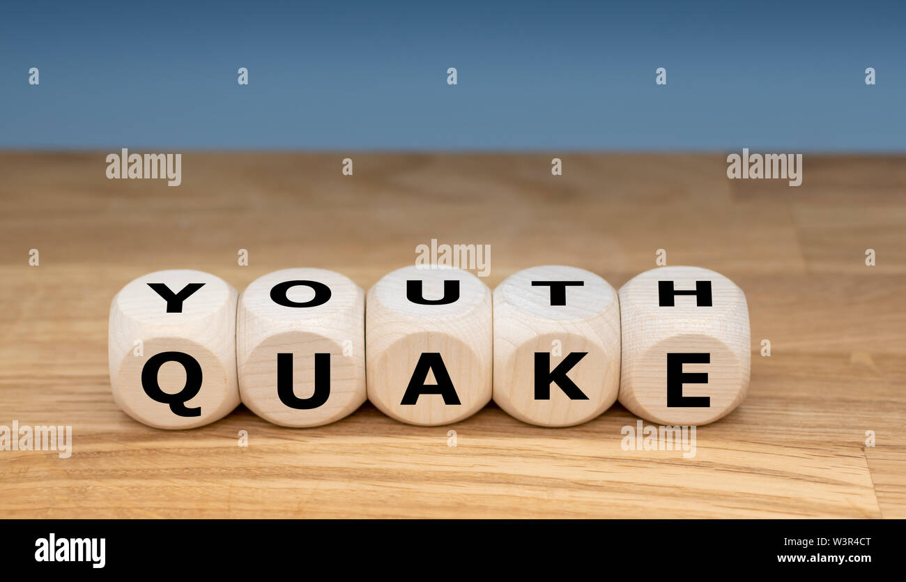 Cubes form the word of the year 2017 "youthquake". Stock Photo