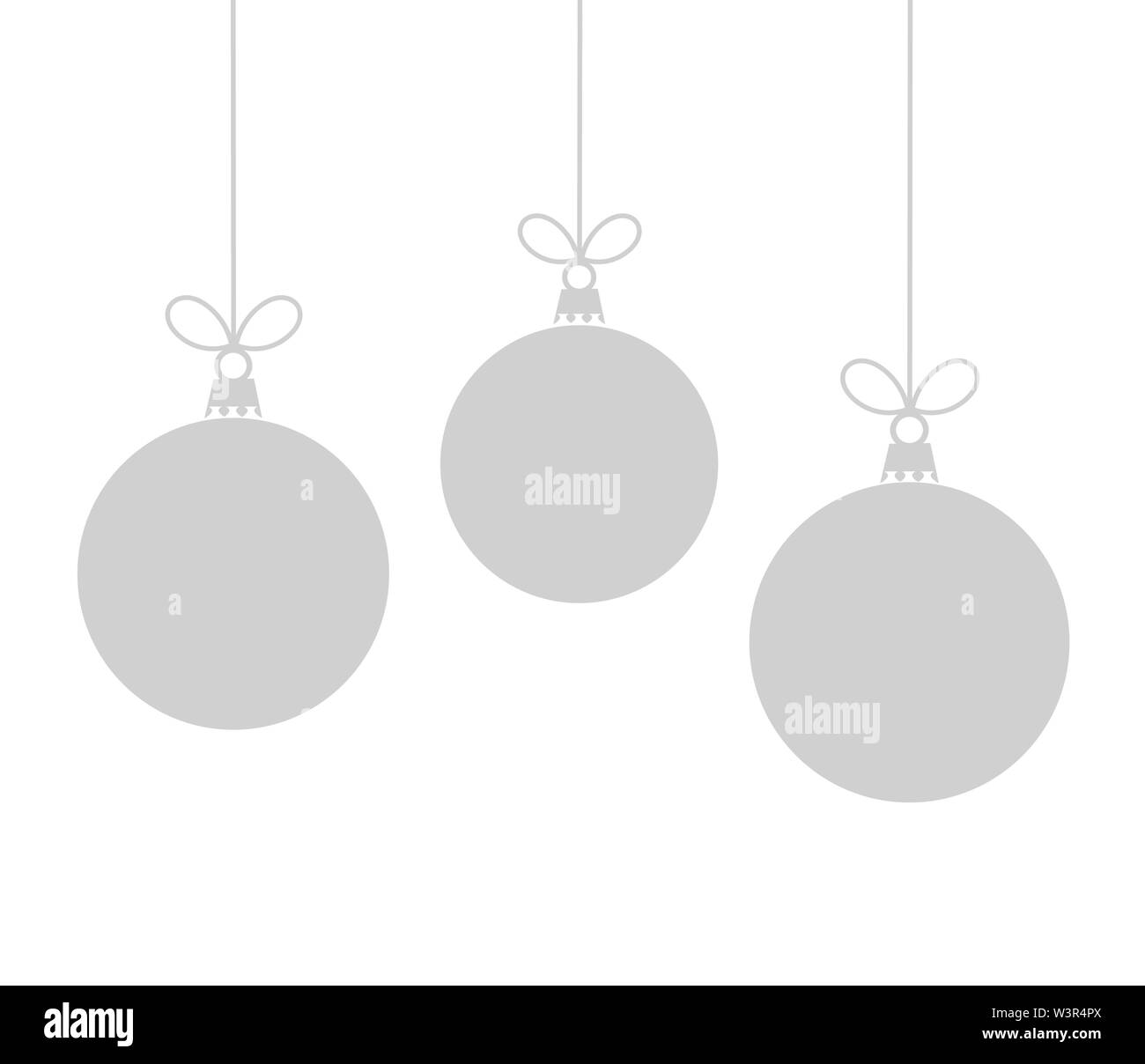 Three hanging Christmas baubles ornaments. Vector illustration. Stock Vector